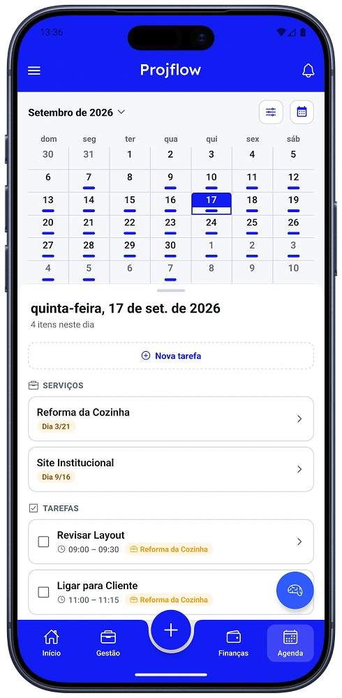 Agenda com todos os compromissos do mês
